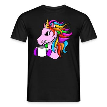 Licorne fâchée avec le café - T-shirt homme - noir - Devant - AI Model Male 178 light (178cm)