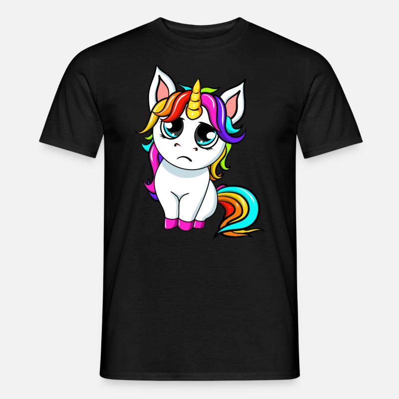 Little Sad Einhorn - Männer T-Shirt - Schwarz