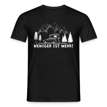 Weniger Ist Mehr I Dachzelt Outdoor Camping Urlaub - Männer T-Shirt - Schwarz - Vorne - AI Model Male 178 light (178cm)