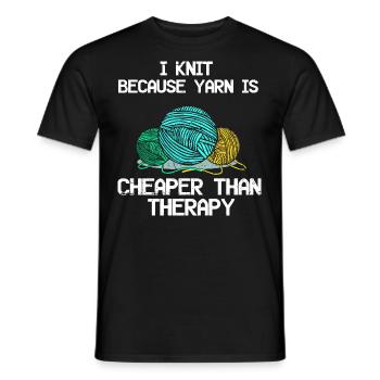 Stricken ist besser als Therapy Stricken Nadeln - Männer T-Shirt - Schwarz - Vorne - AI Model Male 178 light (178cm)