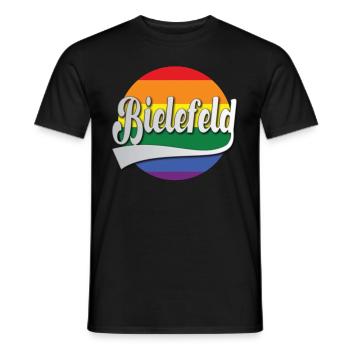 Bielefeld Regenbogen Tshirt Geschenk - Männer T-Shirt - Schwarz - Vorne - AI Model Male 178 light (178cm)