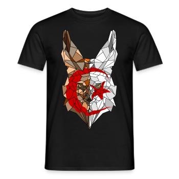 Fennec and flag of Algeria in polysphere 2 - Men's T-Shirt - black - Front - AI Model Male 178 light (178cm)