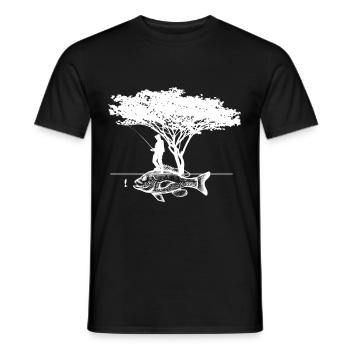 Fishing, fishing, fishing, HAPPINESS. - Men's T-Shirt - black - Front - AI Model Male 178 light (178cm)
