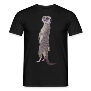 aufrecht stehendes Erdmännchen - Männer T-Shirt - Schwarz - Vorne - AI Model Male 178 light (178cm)