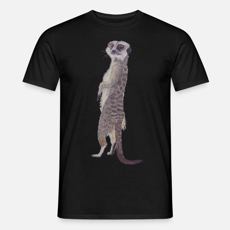 aufrecht stehendes Erdmännchen - Männer T-Shirt - Schwarz