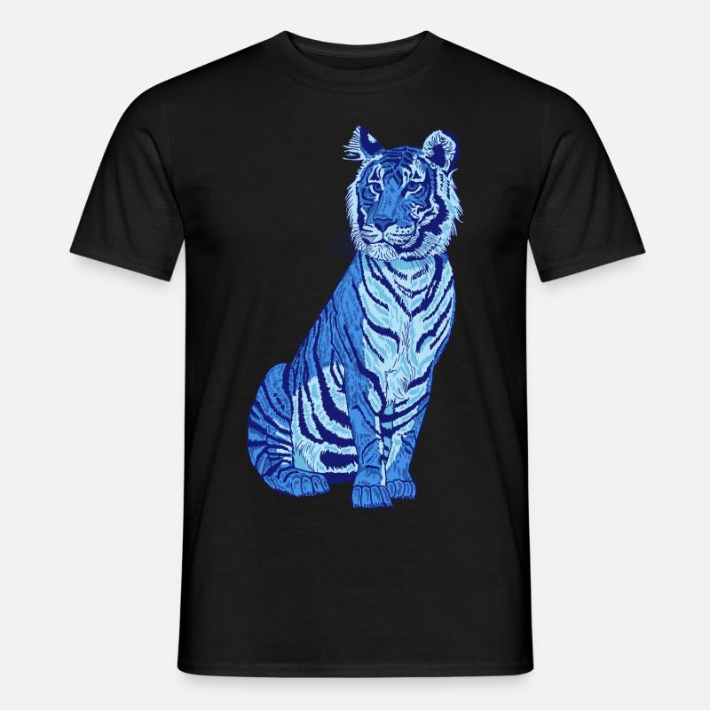 Tiger blau - Männer T-Shirt - Schwarz