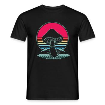 Mushroom Hunter Retro 80s Style Fungi - T-shirt homme - noir - Devant - AI Model Male 178 light (178cm)