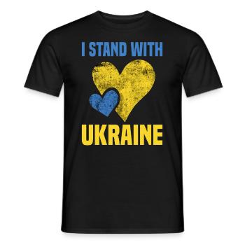 I Stand With Ukraine Herz Krieg Frieden Peace - Männer T-Shirt - Schwarz - Vorne - AI Model Male 178 light (178cm)