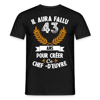 43 Ans anniversaire 43 anniversaire cadeau 43 ans - T-shirt homme - noir - Devant - AI Model Male 178 light (178cm)