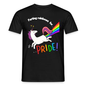 Drôle de licorne arc-en-ciel de la gay pride - T-shirt homme - noir - Devant - AI Model Male 178 light (178cm)