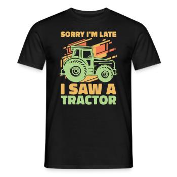 J’ai vu un tracteur dans une ferme - T-shirt homme - noir - Devant - AI Model Male 178 light (178cm)