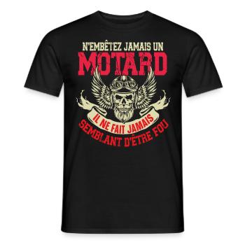 Motard Moto Motocross Homme Humour Citations - T-shirt homme - noir - Devant - AI Model Male 178 light (178cm)
