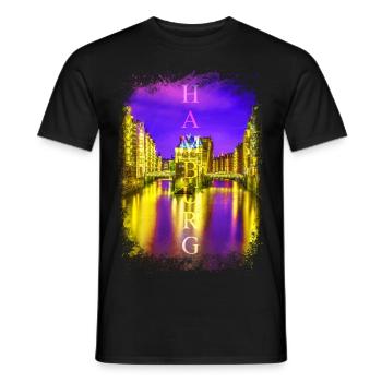 Hamburg St Pauli Reeperbahn Red Light District - Men's T-Shirt - black - Front - AI Model Male 178 light (178cm)