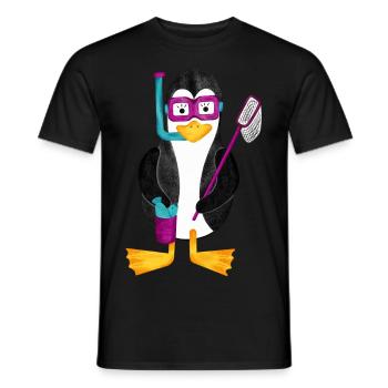 Pinguin Schnorchel Urlaub Ferien Badeurlaub - Männer T-Shirt - Schwarz - Vorne - AI Model Male 178 light (178cm)