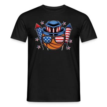 Feux d’artifice de basket-ball américain le 4 juillet - T-shirt homme - noir - Devant - AI Model Male 178 light (178cm)