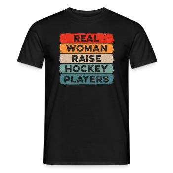 Real Woman Raises Hockey Player for Hockey Mom - Men's T-Shirt - black - Front - AI Model Male 178 light (178cm)