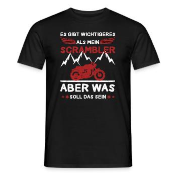 Gibt Wichtigeres Scrambler Motorradfahrer Motorrad - Männer T-Shirt - Schwarz - Vorne - AI Model Male 178 light (178cm)