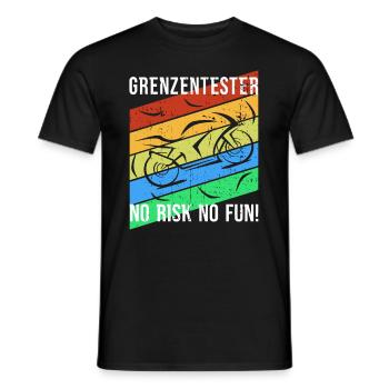 Grenzentester No Risk No Fun Motorradfahrer Biker - Männer T-Shirt - Schwarz - Vorne - AI Model Male 178 light (178cm)