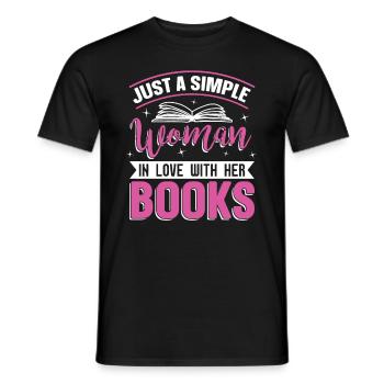 Simple woman lives with her books for - Men's T-Shirt - black - Front - AI Model Male 178 light (178cm)