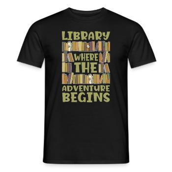 Bibliothèque où l’aventure pour les amateurs de livres - T-shirt homme - noir - Devant - AI Model Male 178 light (178cm)