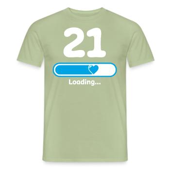 21e anniversaire 21 ans Poutre de chargement - T-shirt homme - vert sauge - Devant - AI Model Male 178 light (178cm)