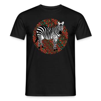 Tshirt zèbre en Afrique Horse Safari - T-shirt homme - noir - Devant - AI Model Male 178 light (178cm)