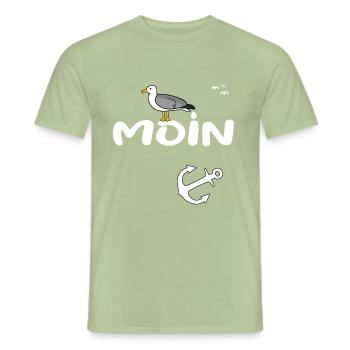 Moin Möwe - Männer T-Shirt - Sage - Vorne - AI Model Male 178 light (178cm)