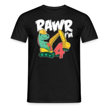 Rawr I'm 4 For Bagger Motto-geburtstagsfeier - Männer T-Shirt - Schwarz - Vorne - AI Model Male 178 light (178cm)
