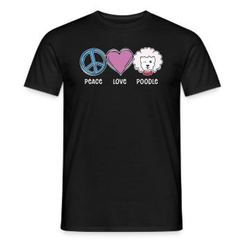 Paix Amour Caniche Amoureux des chiens - T-shirt homme - noir - Devant - AI Model Male 178 light (178cm)