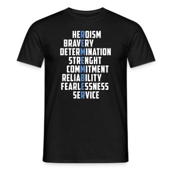 Heroism Bravery Determination Service Police - Men's T-Shirt - black - Front - AI Model Male 178 light (178cm)