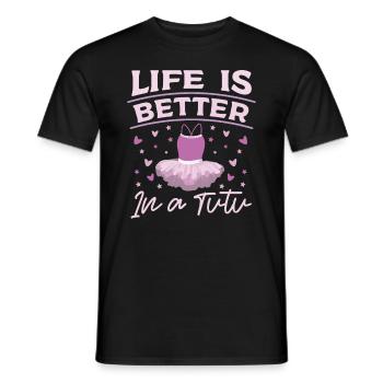 Life is better in a - Men's T-Shirt - black - Front - AI Model Male 178 light (178cm)