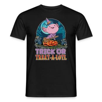 Trick Or Treat-a-lotl Axolotl Lovers Halloween - Men's T-Shirt - black - Front - AI Model Male 178 light (178cm)