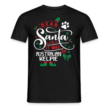 Weihnachten Santa Hunderasse Australian Kelpie - Männer T-Shirt - Schwarz - Vorne - AI Model Male 178 light (178cm)