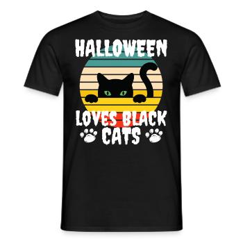 halloween loves black cats gift idea - Men's T-Shirt - black - Front - AI Model Male 178 light (178cm)