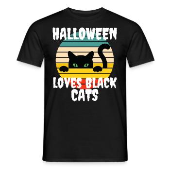 halloween loves black cats gift idea - Men's T-Shirt - black - Front - AI Model Male 178 light (178cm)