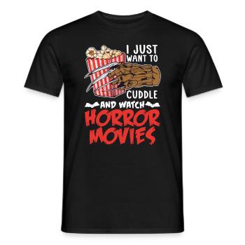 I just want to cuddle and watch horror movies - Men's T-Shirt - black - Front - AI Model Male 178 light (178cm)