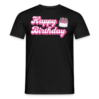 Joyeux anniversaire gâteau Félicitations - T-shirt homme - noir - Devant - AI Model Male 178 light (178cm)