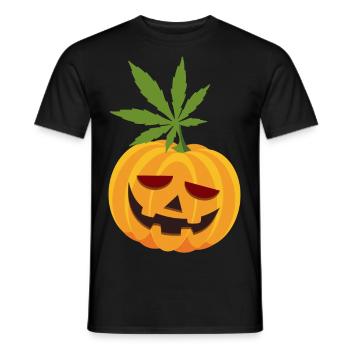 Breiter 420 Kürbis bekifft zu Halloween Lustig - Männer T-Shirt - Schwarz - Vorne - AI Model Male 178 light (178cm)