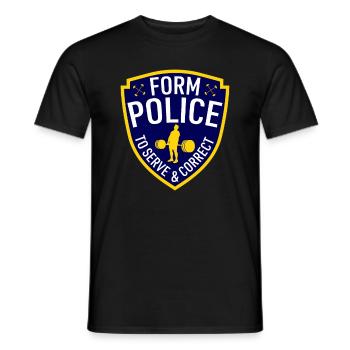 Form Police Powerlifting - Men's T-Shirt - black - Front - AI Model Male 178 light (178cm)
