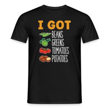 I have beans greens tomatoes potatoes - Men's T-Shirt - black - Front - AI Model Male 178 light (178cm)