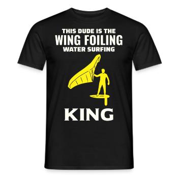 Wing Foiling Hydrofoil Surfing Surf Water Sport - Men's T-Shirt - black - Front - AI Model Male 178 light (178cm)