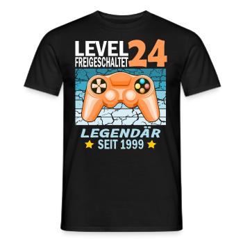 24. Geburtstag Gamer zocken Geburtstjahr 1999 - Männer T-Shirt - Schwarz - Vorne - AI Model Male 178 light (178cm)