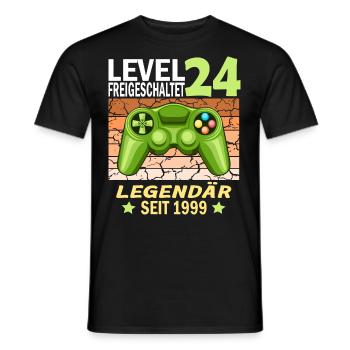 24. Geburtstag Gamer zocken Geburtstjahr 1999 - Männer T-Shirt - Schwarz - Vorne - AI Model Male 178 light (178cm)