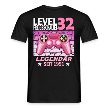 32. Geburtstag Gamer zocken Geburtstjahr 1991 - Männer T-Shirt - Schwarz - Vorne - AI Model Male 178 light (178cm)