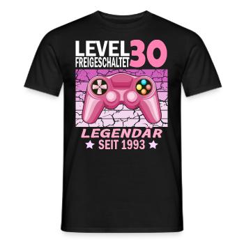 30. Geburtstag Gamer zocken Geburtstjahr 1993 - Männer T-Shirt - Schwarz - Vorne - AI Model Male 178 light (178cm)