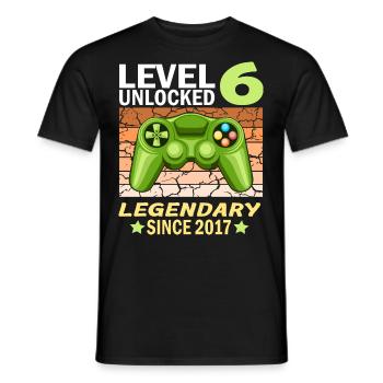 6. Geburtstag Gamer zocken Geburtstjahr 2017 - Männer T-Shirt - Schwarz - Vorne - AI Model Male 178 light (178cm)