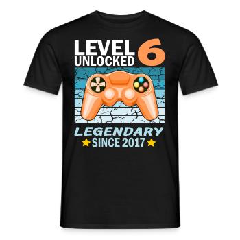 6. Geburtstag Gamer zocken Geburtstjahr 2017 - Männer T-Shirt - Schwarz - Vorne - AI Model Male 178 light (178cm)