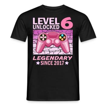 6. Geburtstag Gamer zocken Geburtstjahr 2017 - Männer T-Shirt - Schwarz - Vorne - AI Model Male 178 light (178cm)