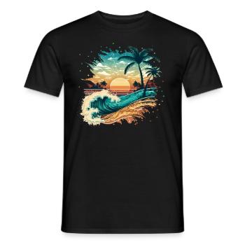Tropical surf beach - Men's T-Shirt - black - Front - AI Model Male 178 light (178cm)