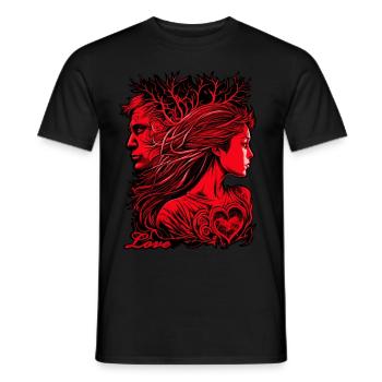 Love connection - Men's T-Shirt - black - Front - AI Model Male 178 light (178cm)